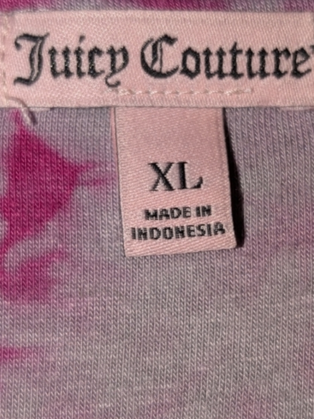 Juicy Couture Y2K Glitter Love Tie Dye Graphic Tee Shirt Top Loose Fit - Picture 5 of 8